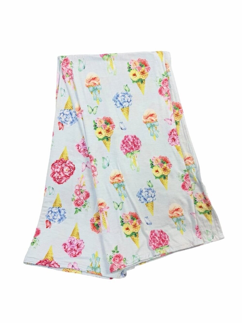 Posh Peanut Floral Ice Cream Bamboo Swaddle Blanket Pastel Butterflies